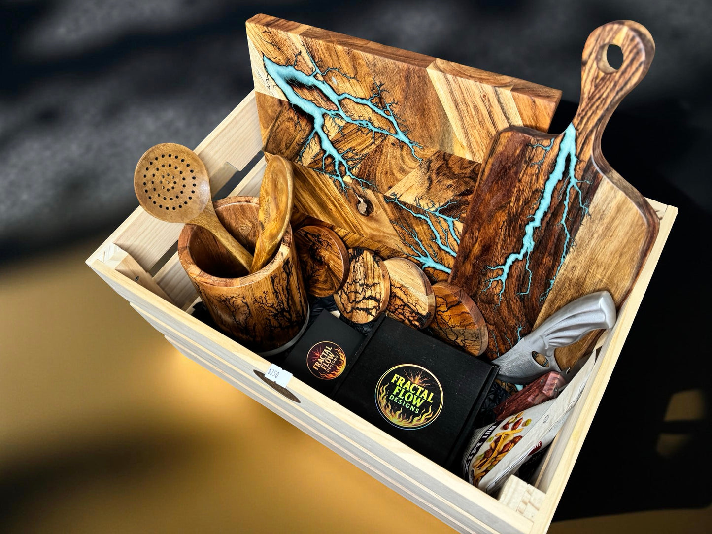 Grazing board hamper with resin art timber board handmade