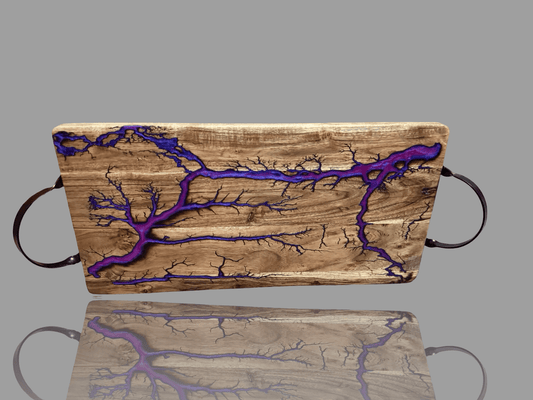Fractal Flow Designs premium resin serving board, Bairnsdale Victoria. Sustainable Australian hardwood with resin artistry, a food-safe grazing platter for cheese, charcuterie, and entertaining. Unique artisan board, ships nationwide