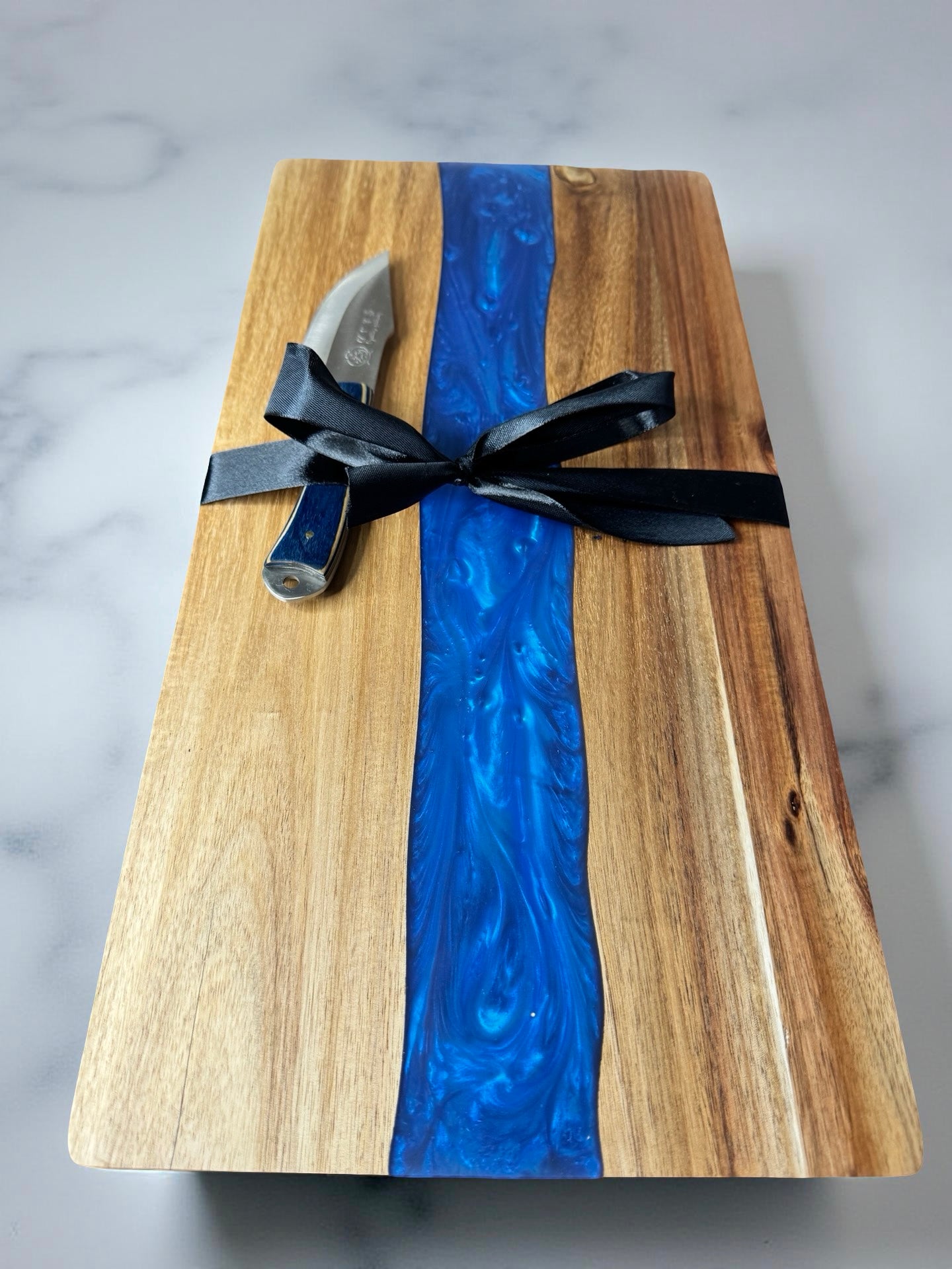 Luxury blue river resin board premium resin boards Australia food safe timber grazing platter