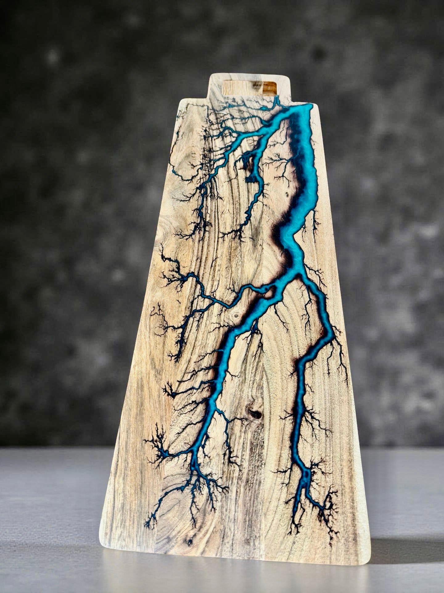 Teal resin long grazing board Australian handcrafted timber platter by Fractal Flow Designs resin boards Australia premium charcuterie board East Gippsland