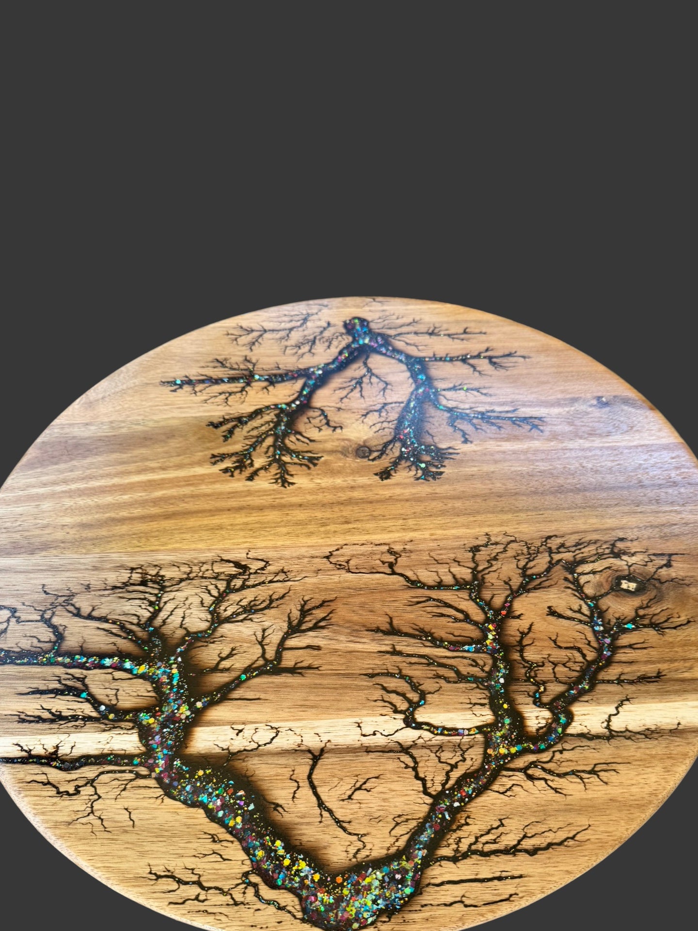 Resin Lazy Susan table centerpiece by Fractal Flow Designs