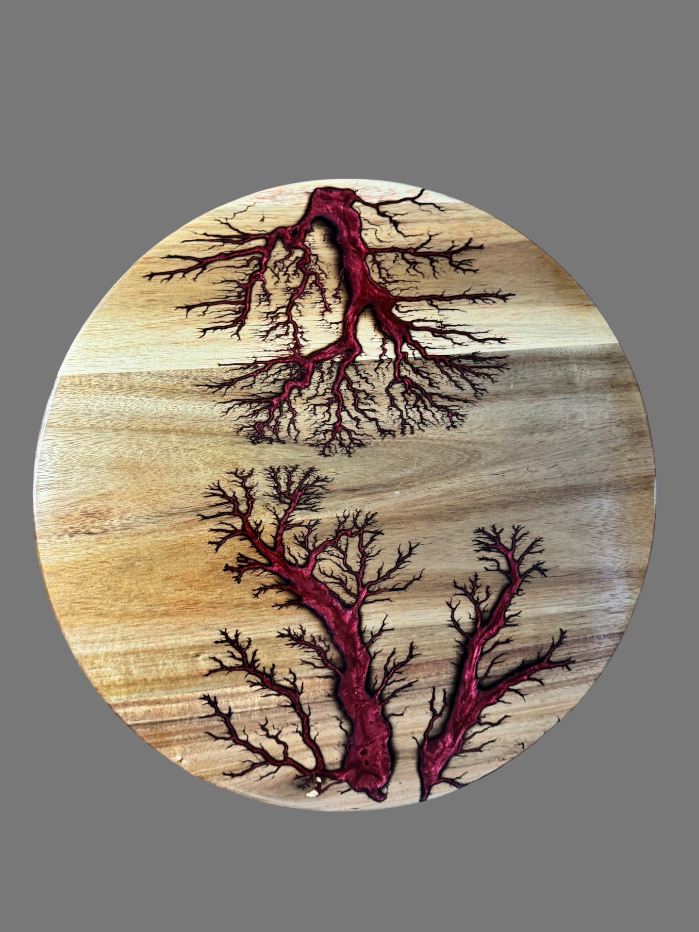 Resin art lazy Susan handmade in Australia by Fractal Flow Designs, premium timber serving board, luxury grazing and cheese platter East Gippsland