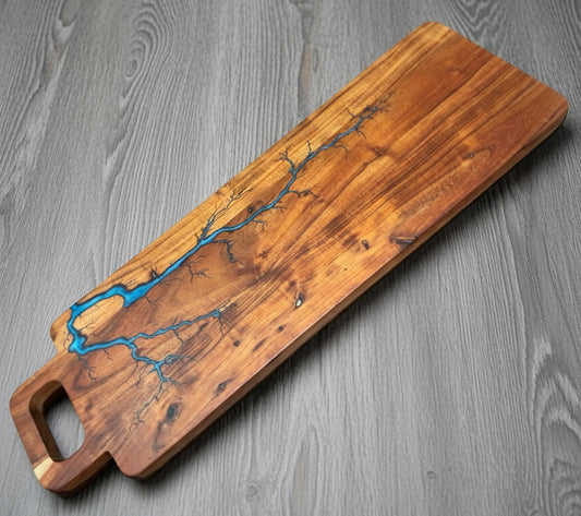 Long resin entertaining board with bold resin artwork resin boards Australia