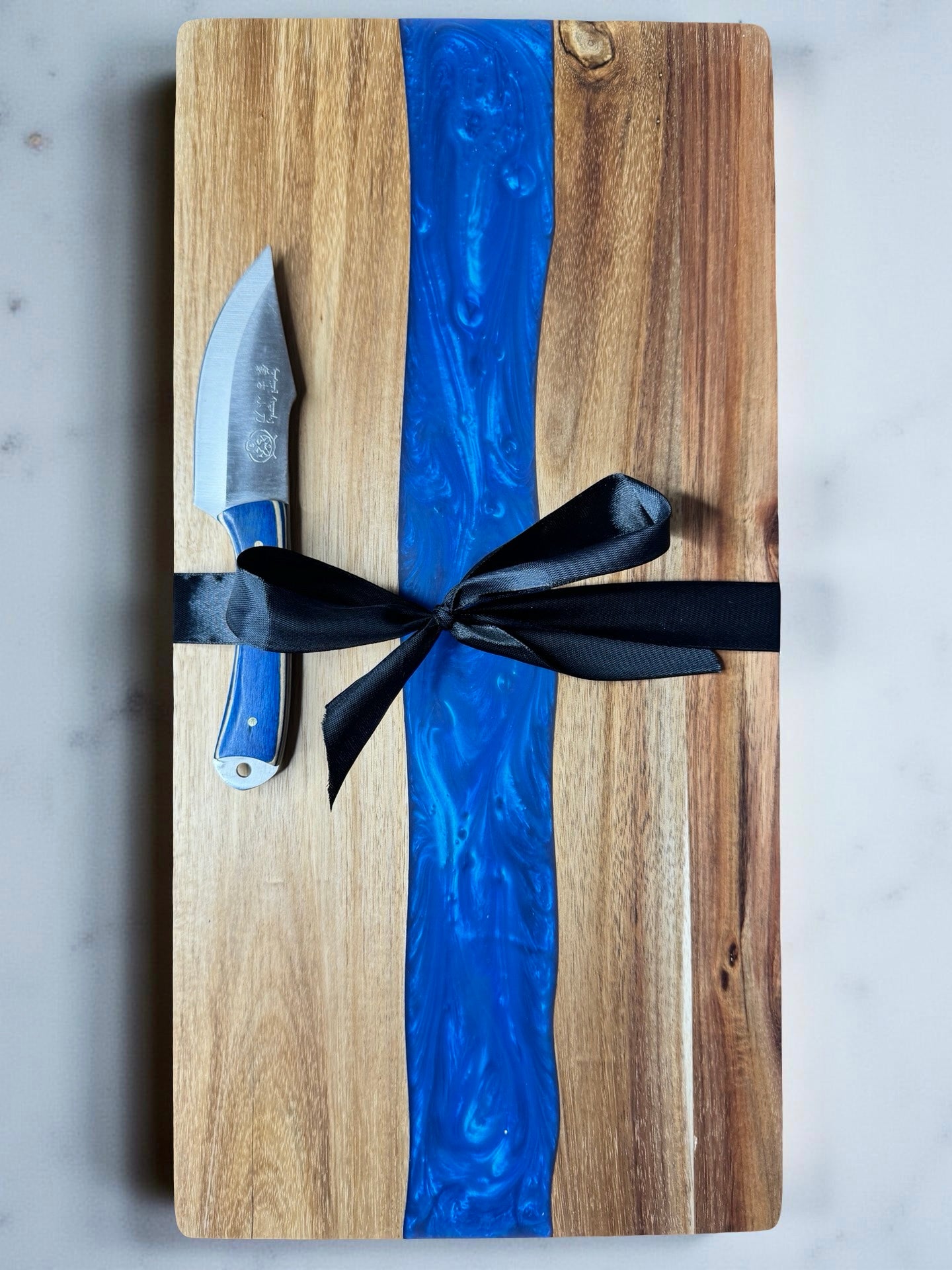 	Handcrafted blue river resin serving board sustainable Australian timber resin boards Victoria