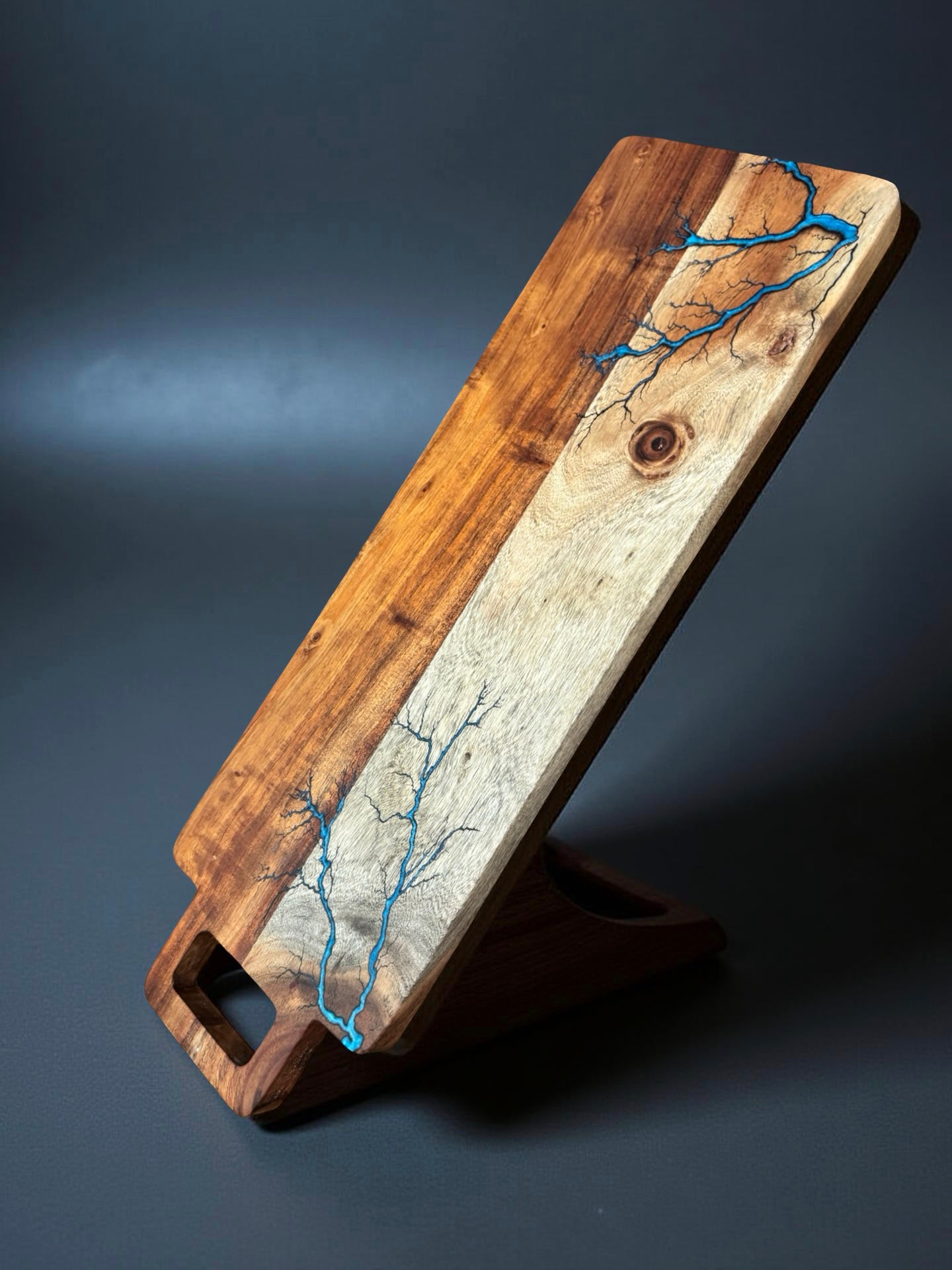 Long resin grazing board with artistic resin inlay Australian handcrafted design