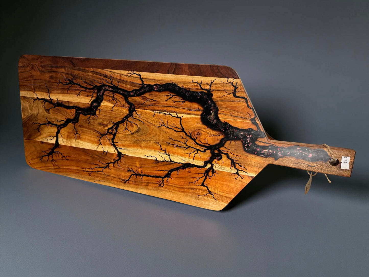 Large handcrafted serving paddle with resin art premium Australian timber perfect for gifting