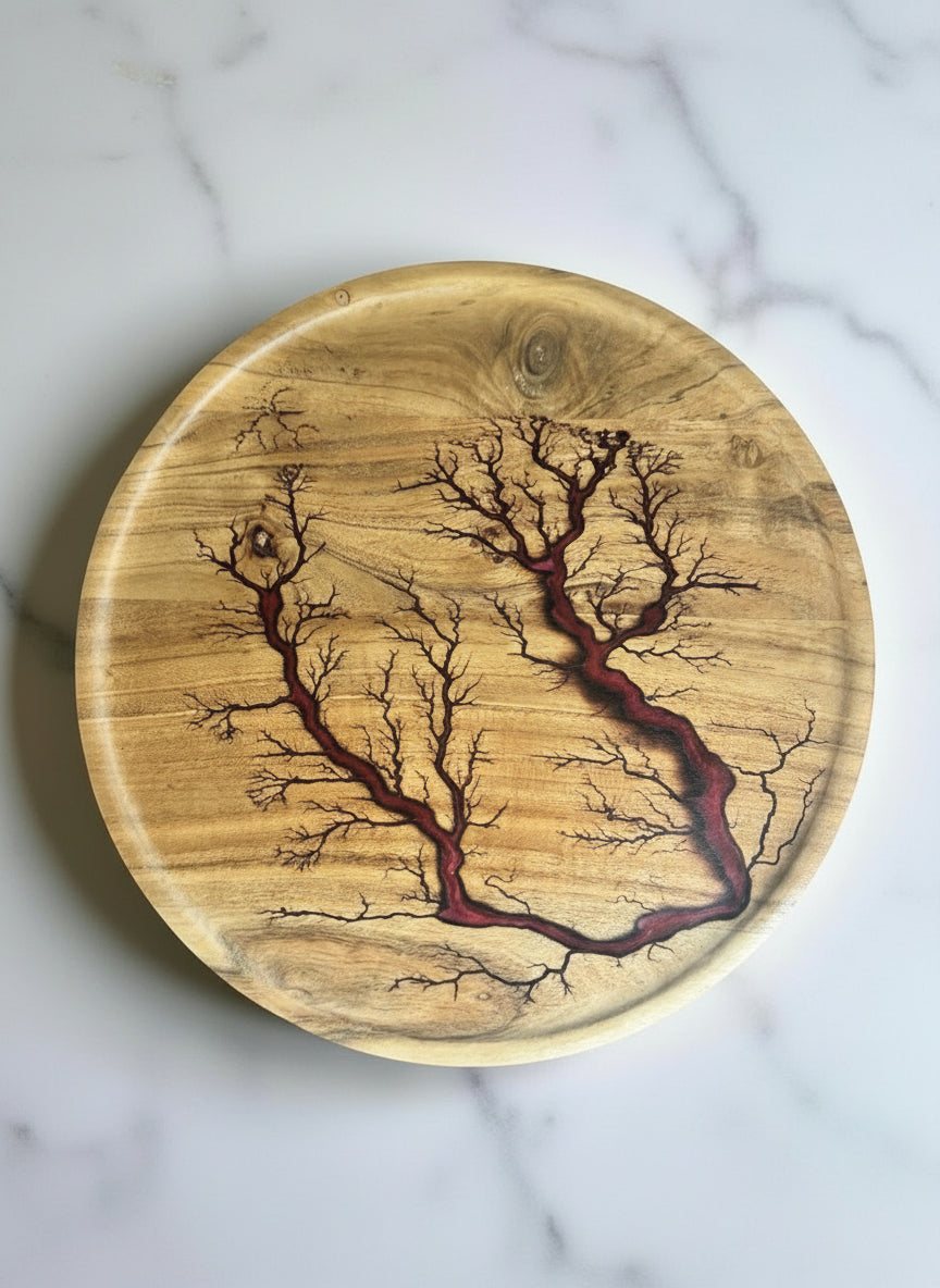 Red resin tray round design premium Australian serving board artisan quality