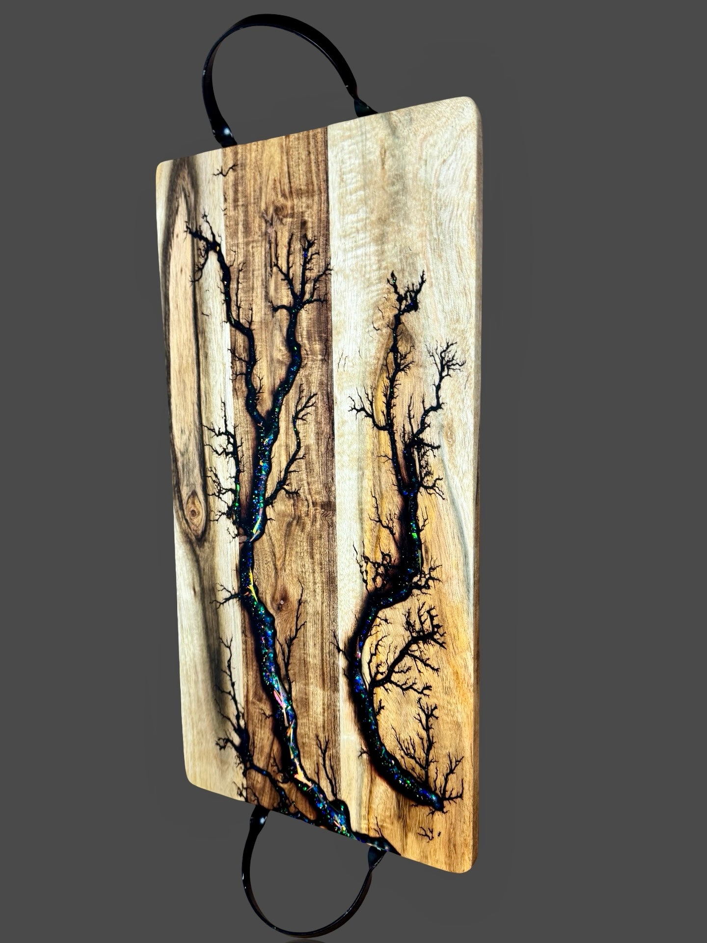 Australian-made resin serving board, premium grazing platter style for your home by Fractal Flow Designs - Fractal Burning Artist in Australia