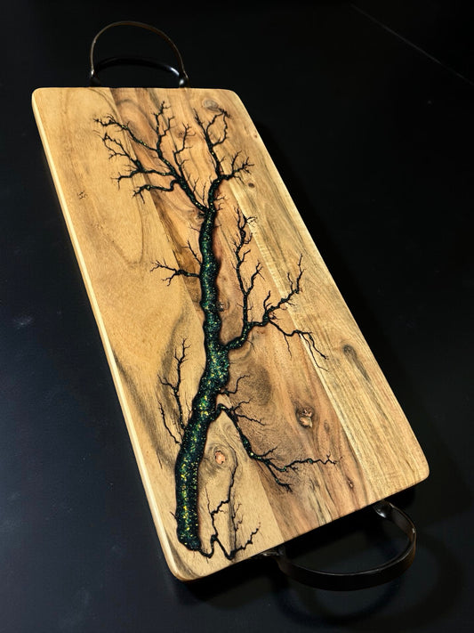 Artisan resin and wood serving board food safe Australian made