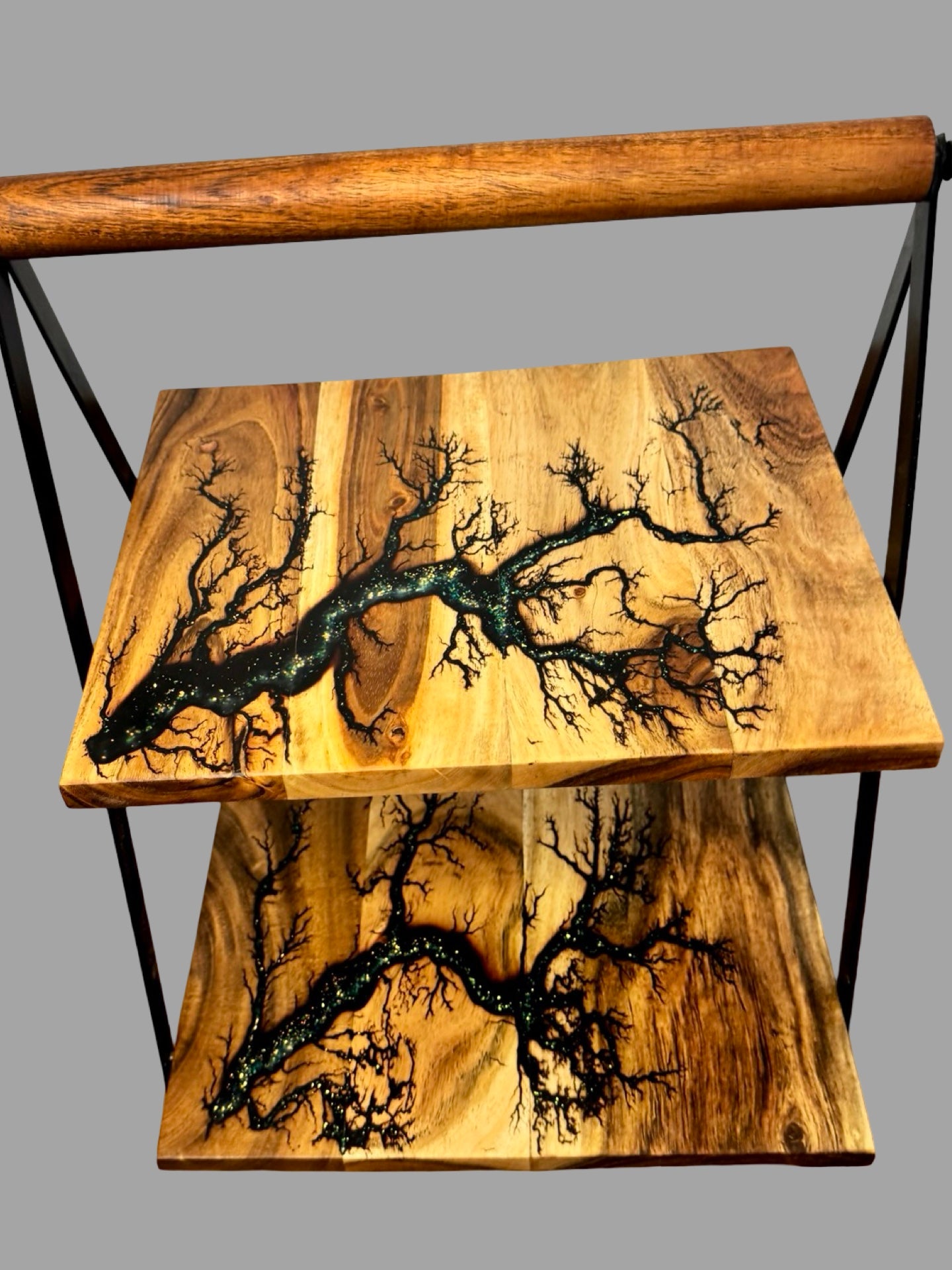 Premium cake stand with bold resin art, handcrafted in Bairnsdale by local artisan makers