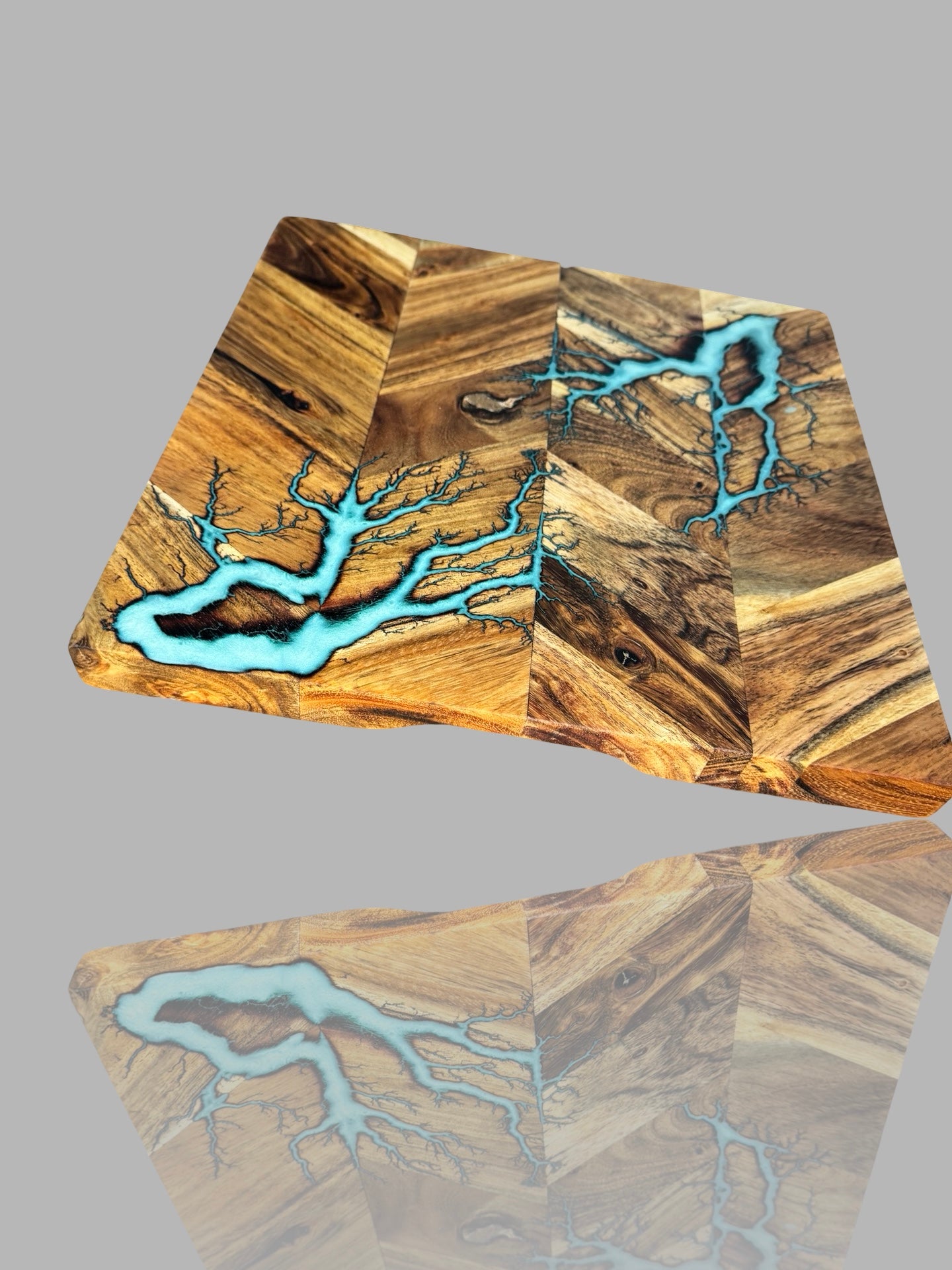 Premium resin cutting board handcrafted by Fractal Flow Designs in Victoria - Australia — modern kitchen essential with artisan resin detailing.