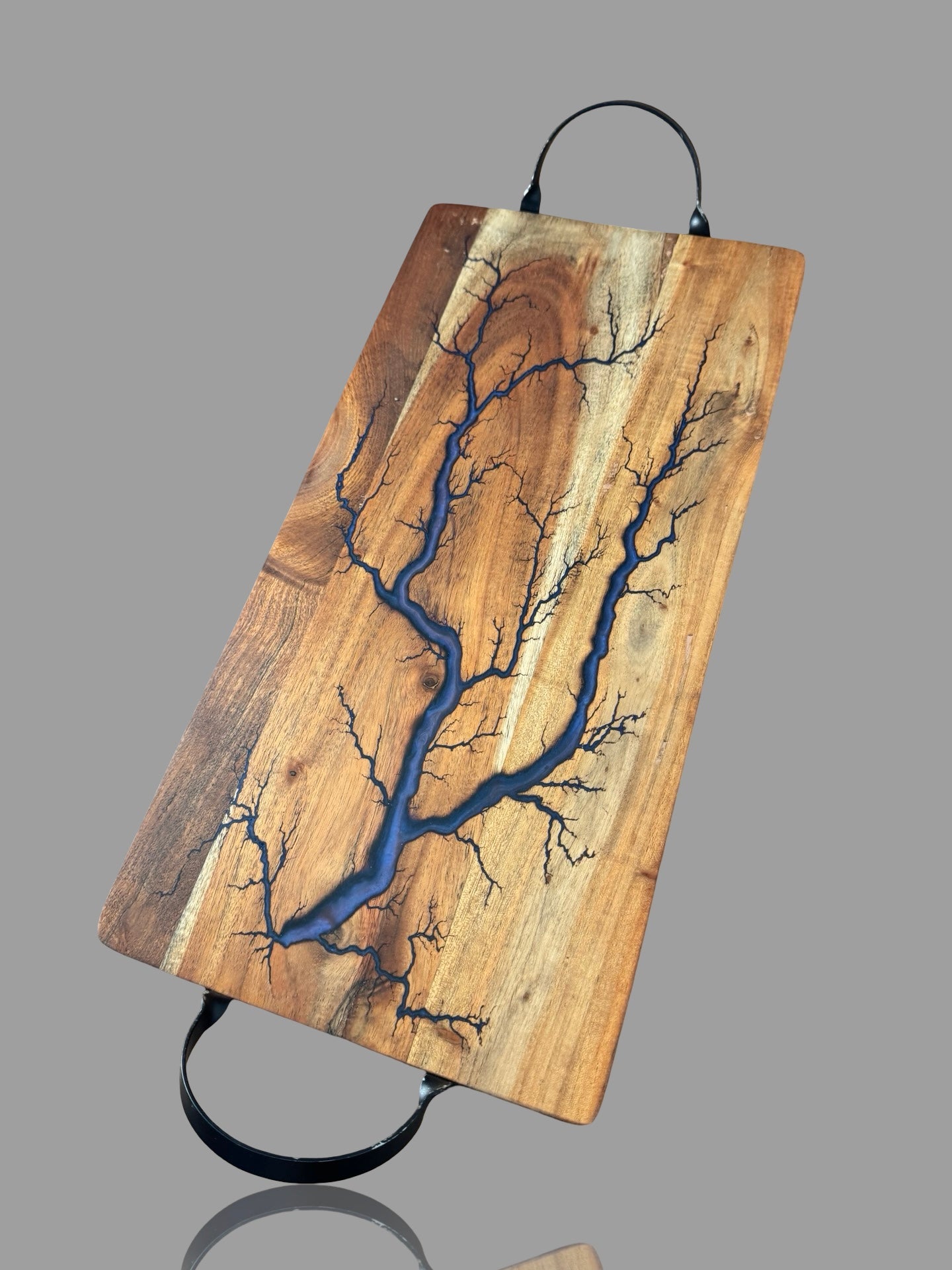 Australian resin charcuterie serving board by Fractal Flow Designs, Bairnsdale. Artisan-made timber and resin board for grazing spreads and luxury home entertaining.