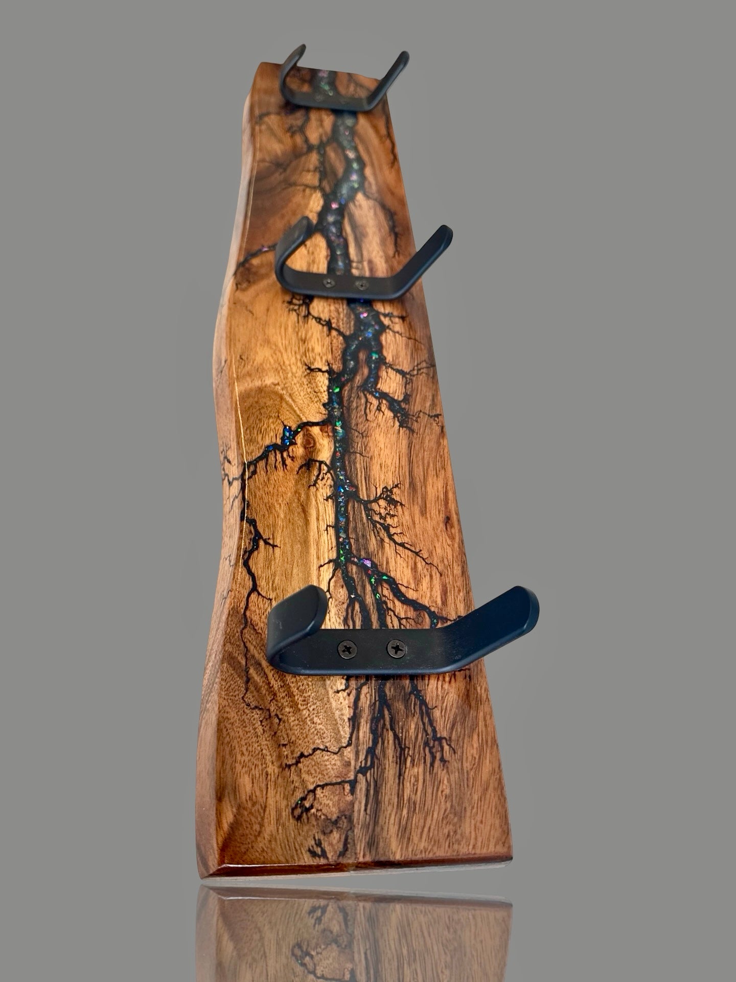 Timber coat rack handmade in Bairnsdale, Victoria by Fractal Flow Designs. Premium Australian-made home accessory for storing coats, hats, scarves, and bags.