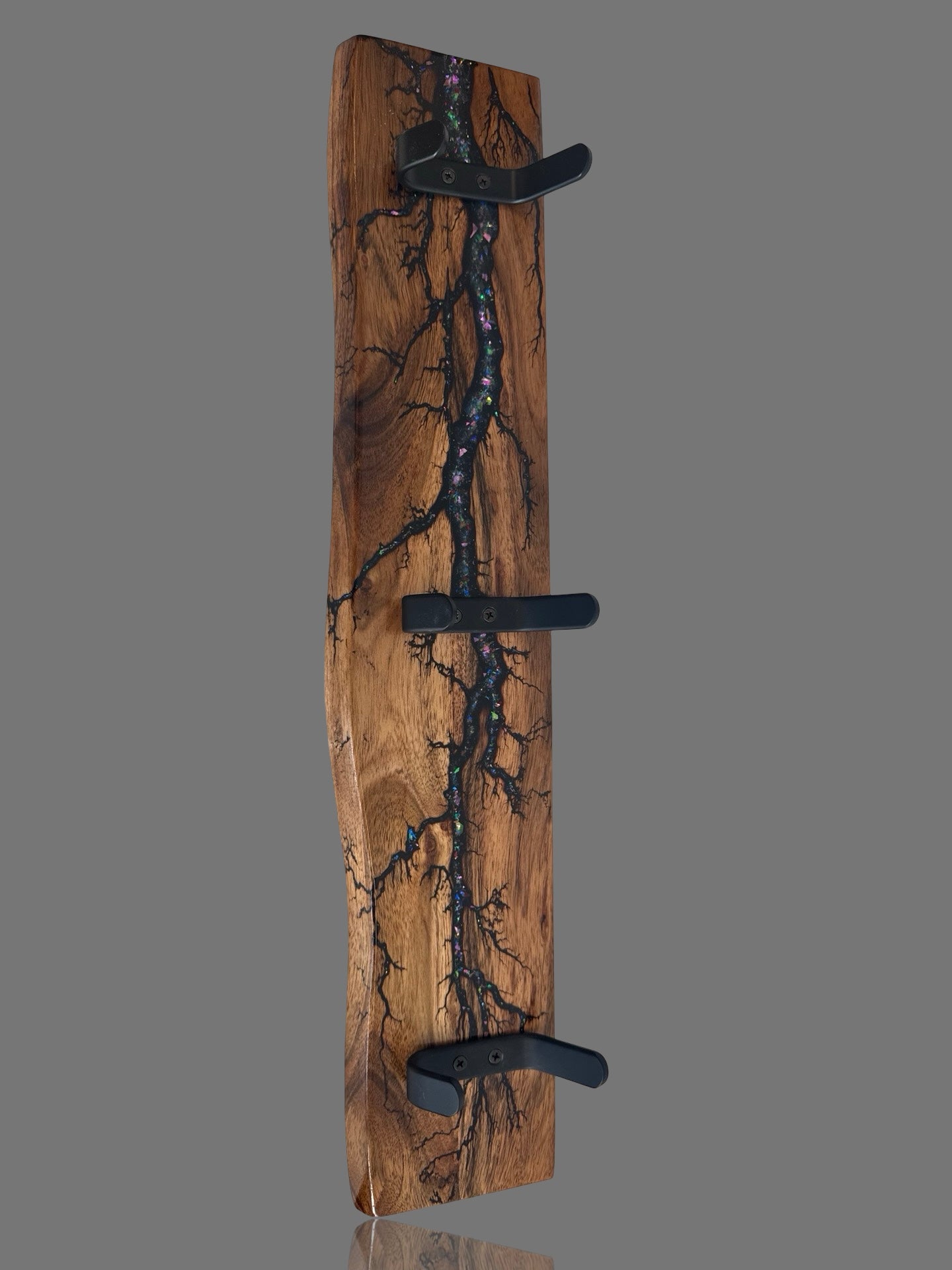 Australian timber coat rack with fractal burning design by Fractal Flow Designs. Handmade in Bairnsdale, Victoria – durable and stylish home décor piece