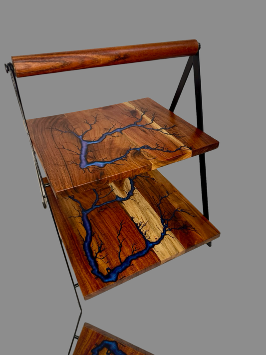 Australian resin cake stand handmade in Bairnsdale – timber dessert stand by Fractal Flow Designs, premium platter for cakes, cupcakes, and party displays.