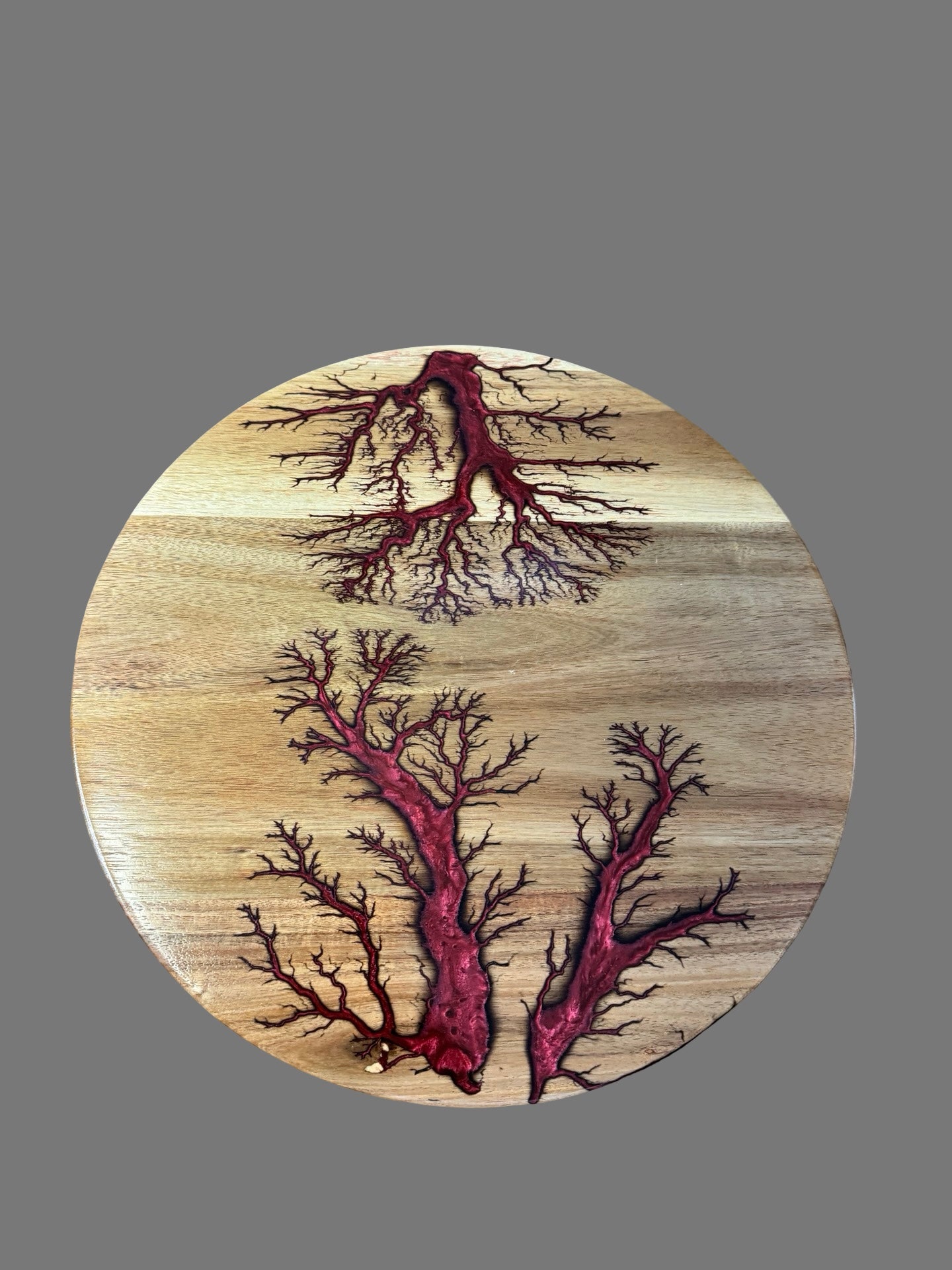 Handcrafted resin lazy Susan rotating grazing board by Fractal Flow Designs, Australian timber platter for cheese and entertaining, premium resin art design East Gippsland