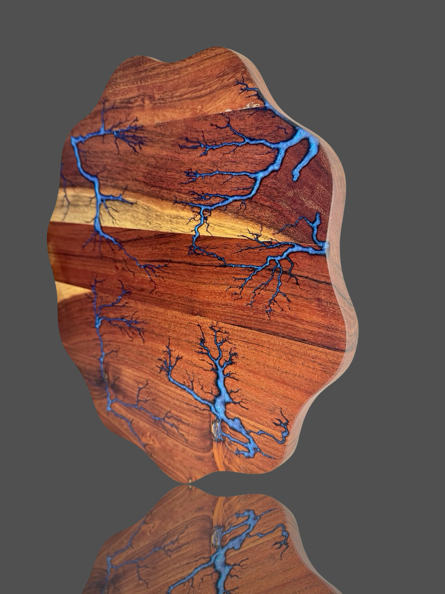 Resin wave grazing platter board, crafted in Bairnsdale, Victoria. Premium Australian hardwood with fractal burning detail, perfect as a cheese board, charcuterie platter, or statement gift box inclusion.