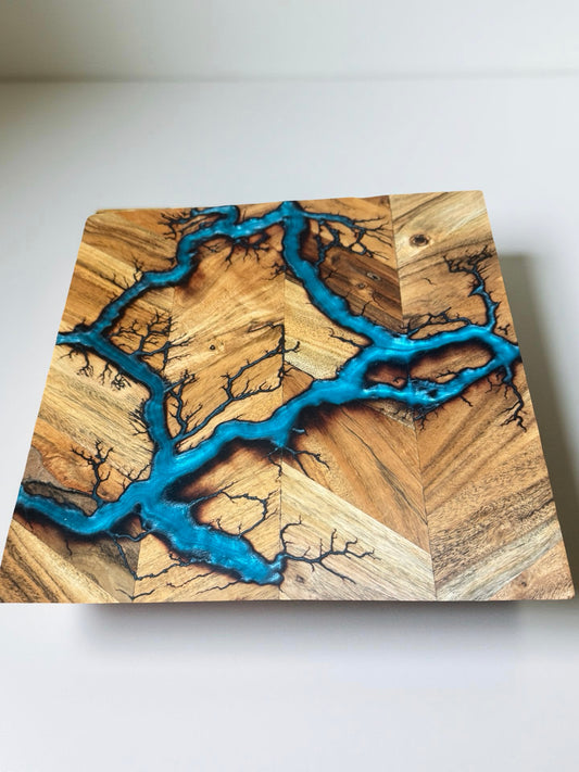Resin Chopping Board Australia | Lagoon Blue | Fractal Flow Designs | Australia